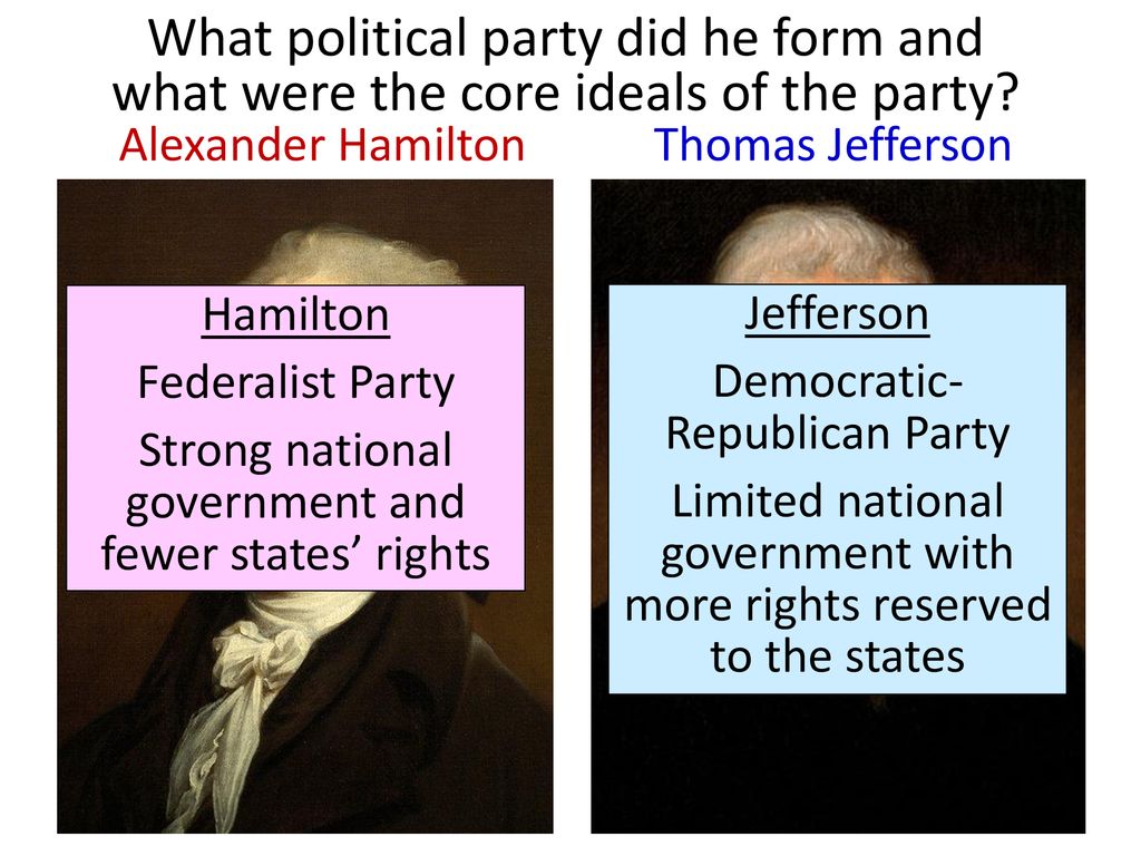 What was hamilton's political party new arrivals